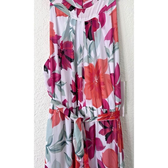 Calvin Klein Women's Floral-Print Halter Chiffon Maxi Dress White Multicolor 10 - Picture 8 of 12